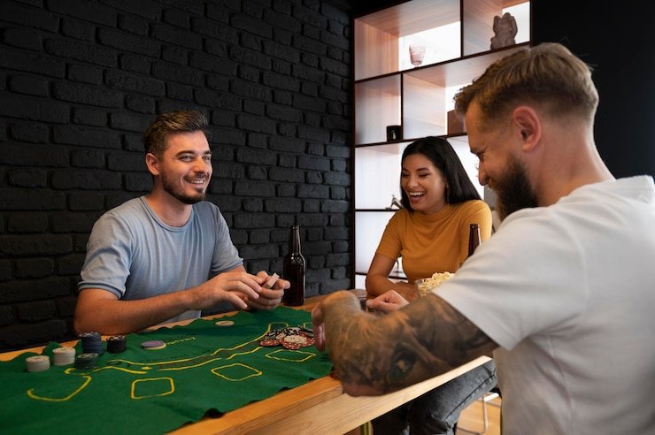Dealer live Sic Bo di studio ion togel dengan tiga dadu transparan dan meja bermain profesional